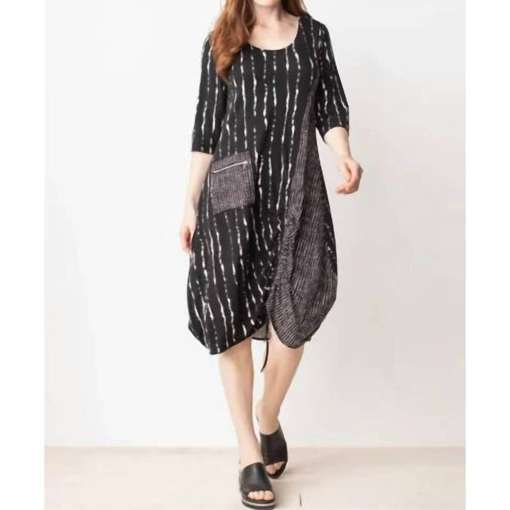 NEW LIV BY HABITAT arthouse knit striped ruched dress in black